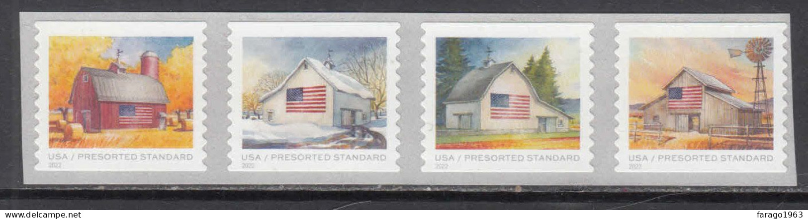 2022 United States USA Flags  Complete Strip Of 4 MNH - Unused Stamps