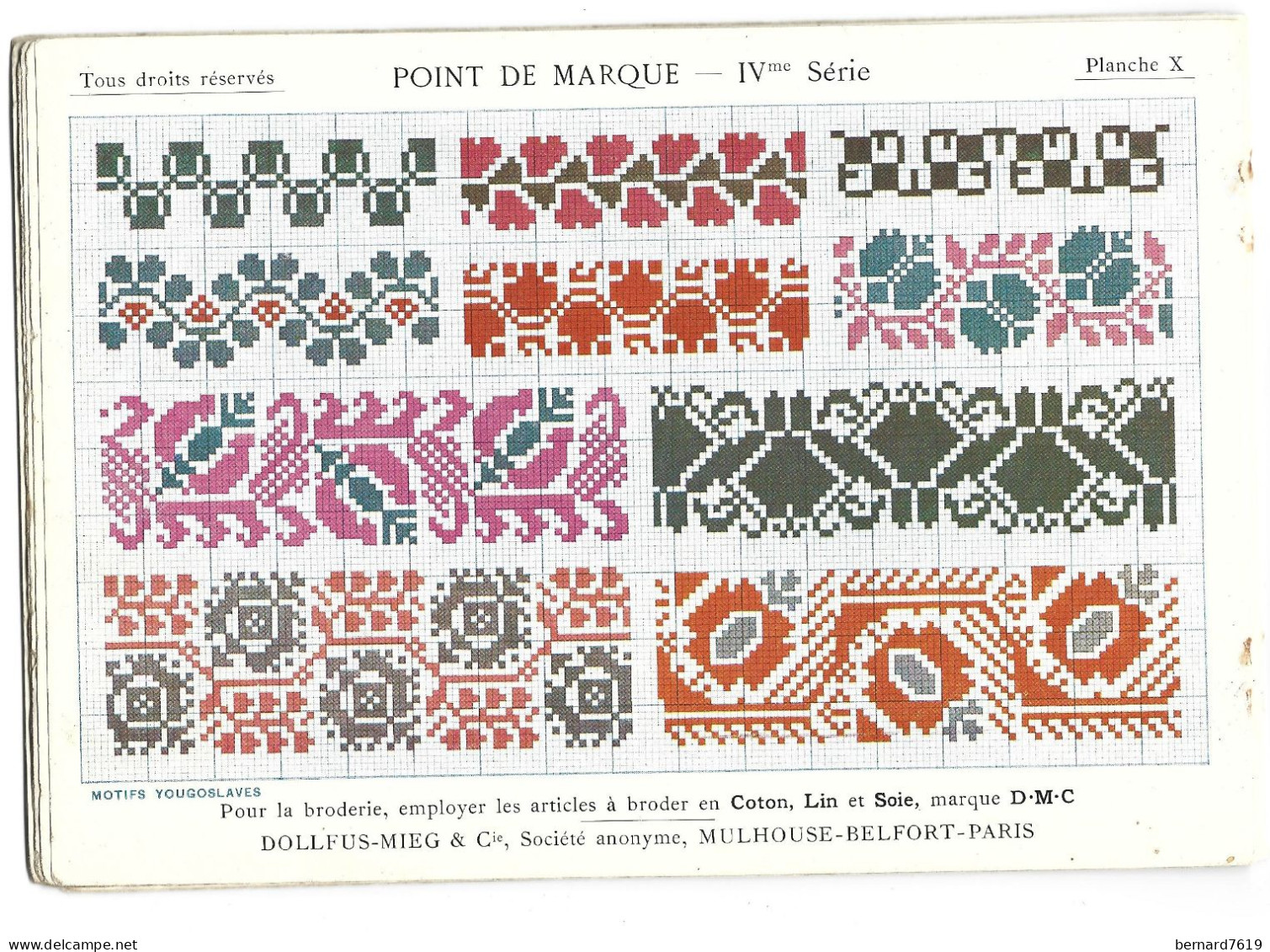 Livret Dessins  De Broderie  - Point De Marque Bibliotheque D.M.C - Societe  Dollfus - Mieg  Et Cie - Mulhouse - Belfort - Scrapbooking