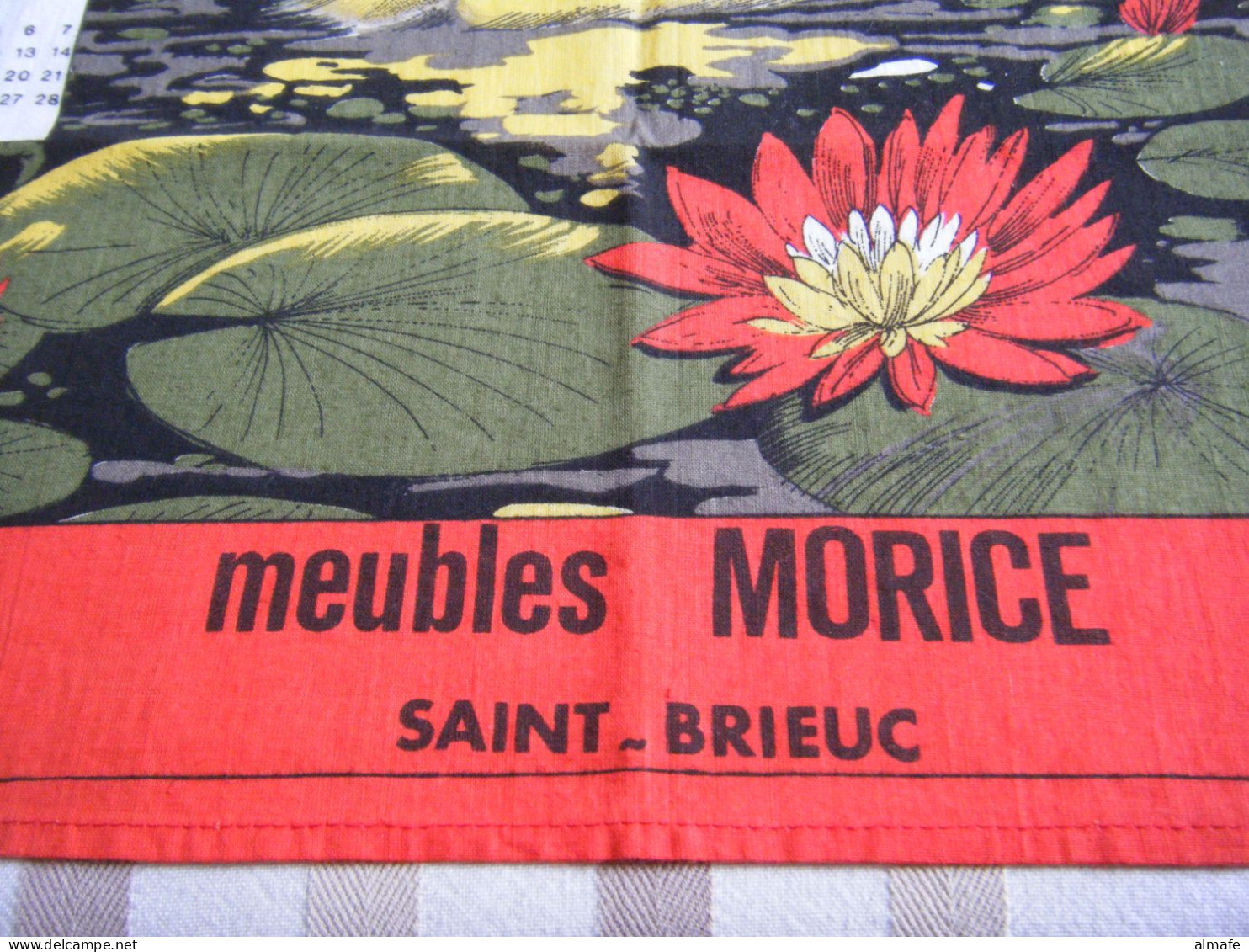 Torchon Publicitaire 1987 Meubles Morice Saint-Brieuc (22) - Chat Et Canard Made In France - Sonstige & Ohne Zuordnung