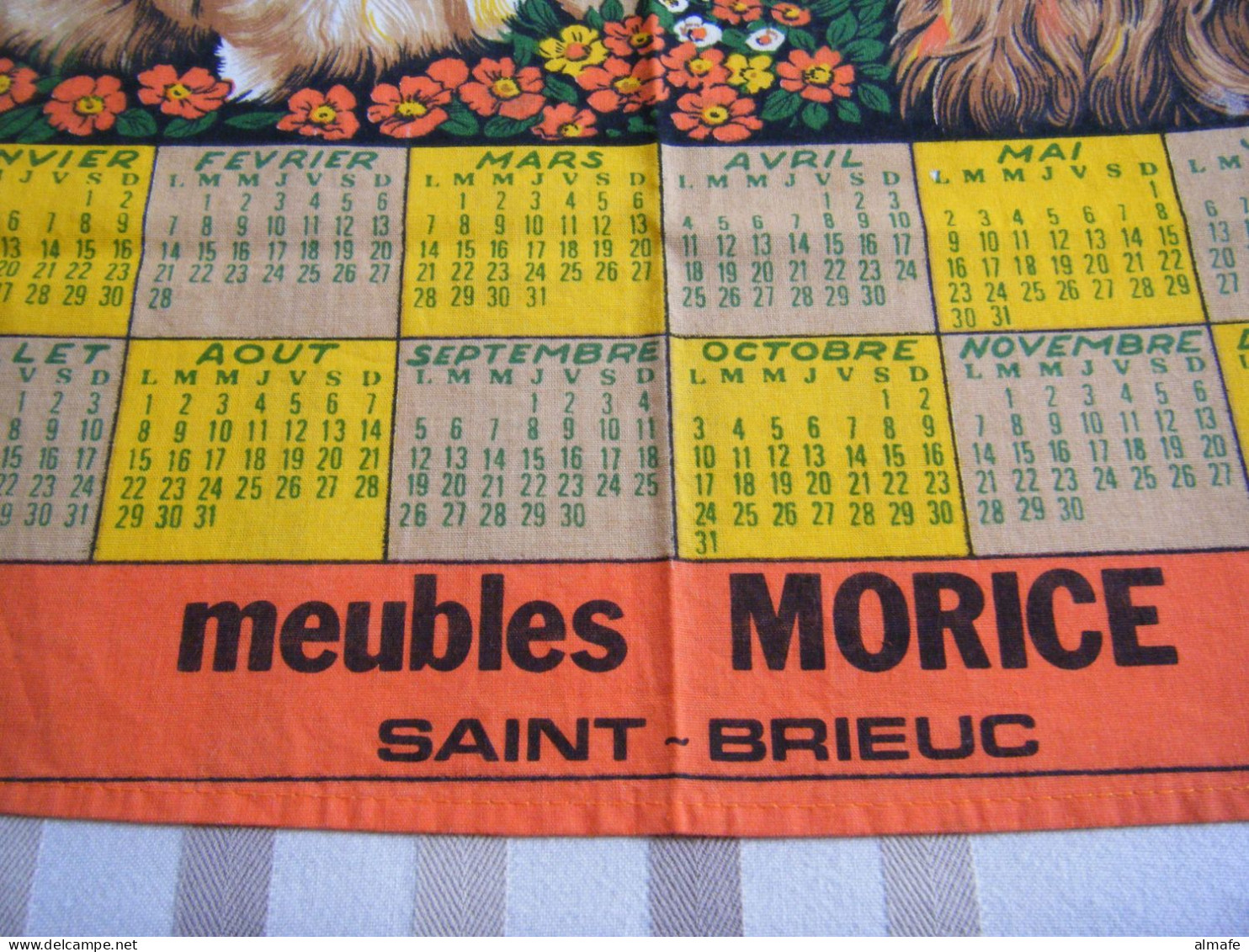 Torchon Publicitaire 1983 Meubles Morice Saint-Brieuc (22) - Petits Chiens  Made In France - Other & Unclassified