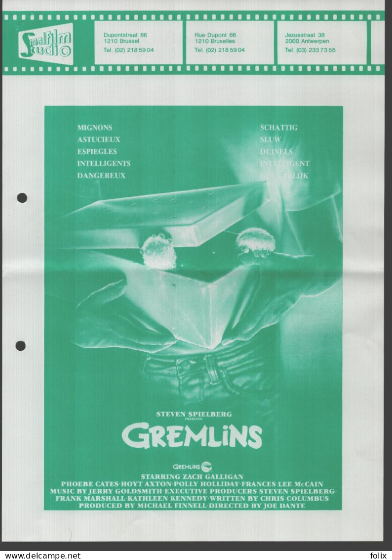 Gremlins - A4 Smalfilm Studio Promotional Poster / Affiche With Synopsis - Affiches & Posters