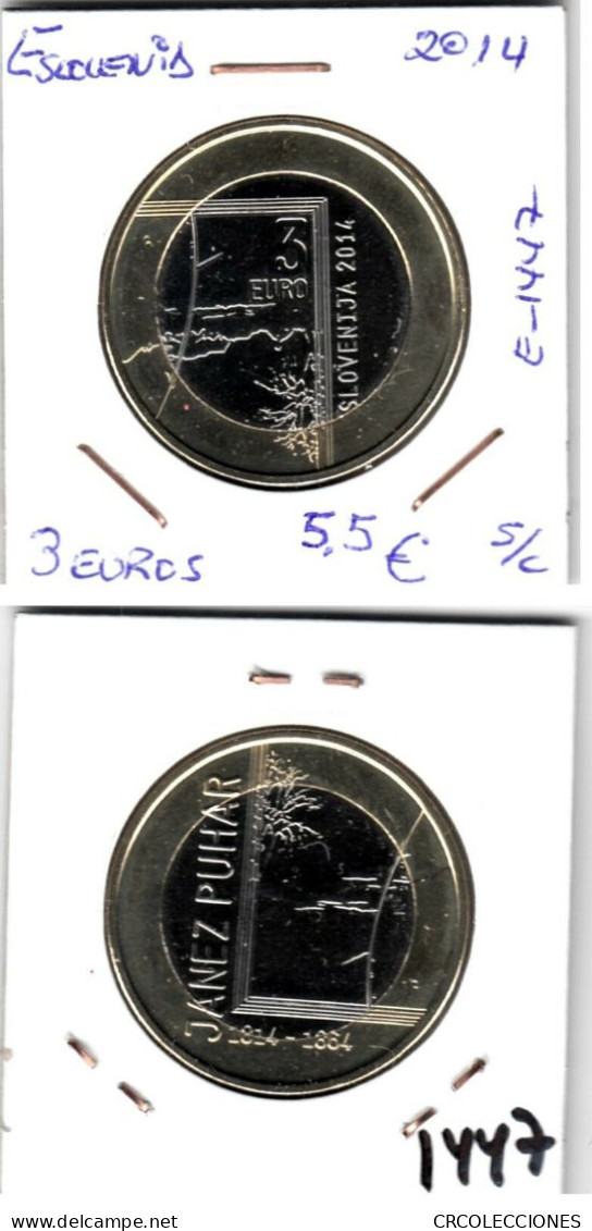 E1447 MONEDA ESLOVENIA 3 EUROS 2014 SIN CIRCULAR - Slowenien