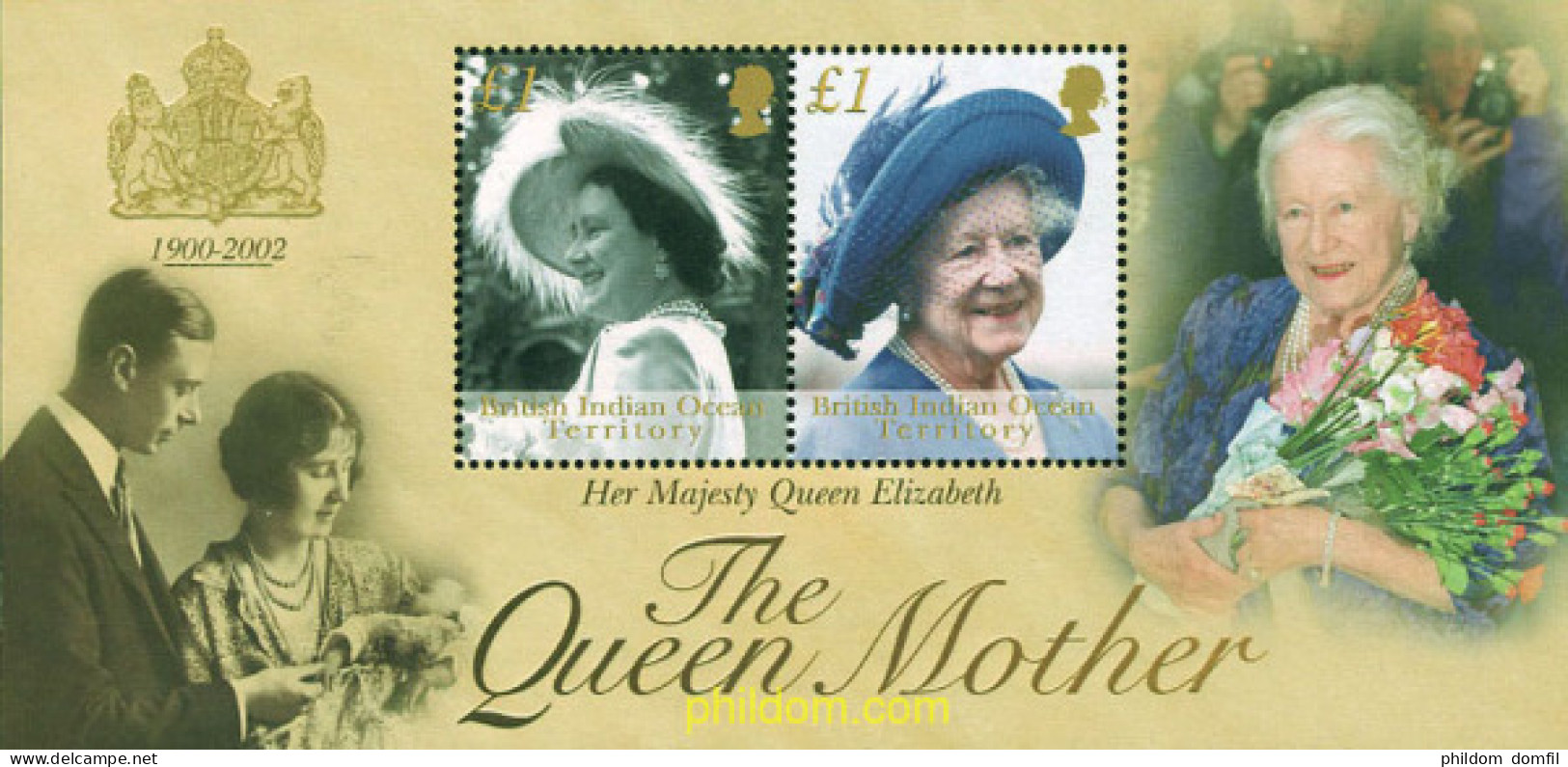 102281 MNH OCEANO INDICO BRITANICO 2002 HOMENAJE A LA REINA MADRE - Britisches Territorium Im Indischen Ozean