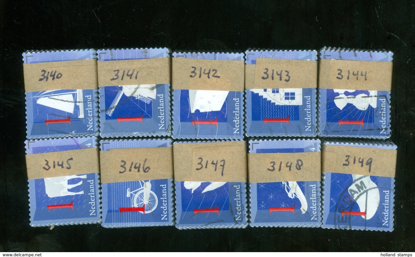 100 Série Pays-Bas 2014 En Bottes NVPH 3140-49  Icônes 1.000 Tembres Cat V. Euro 500,00 * Ikonen - Used Stamps