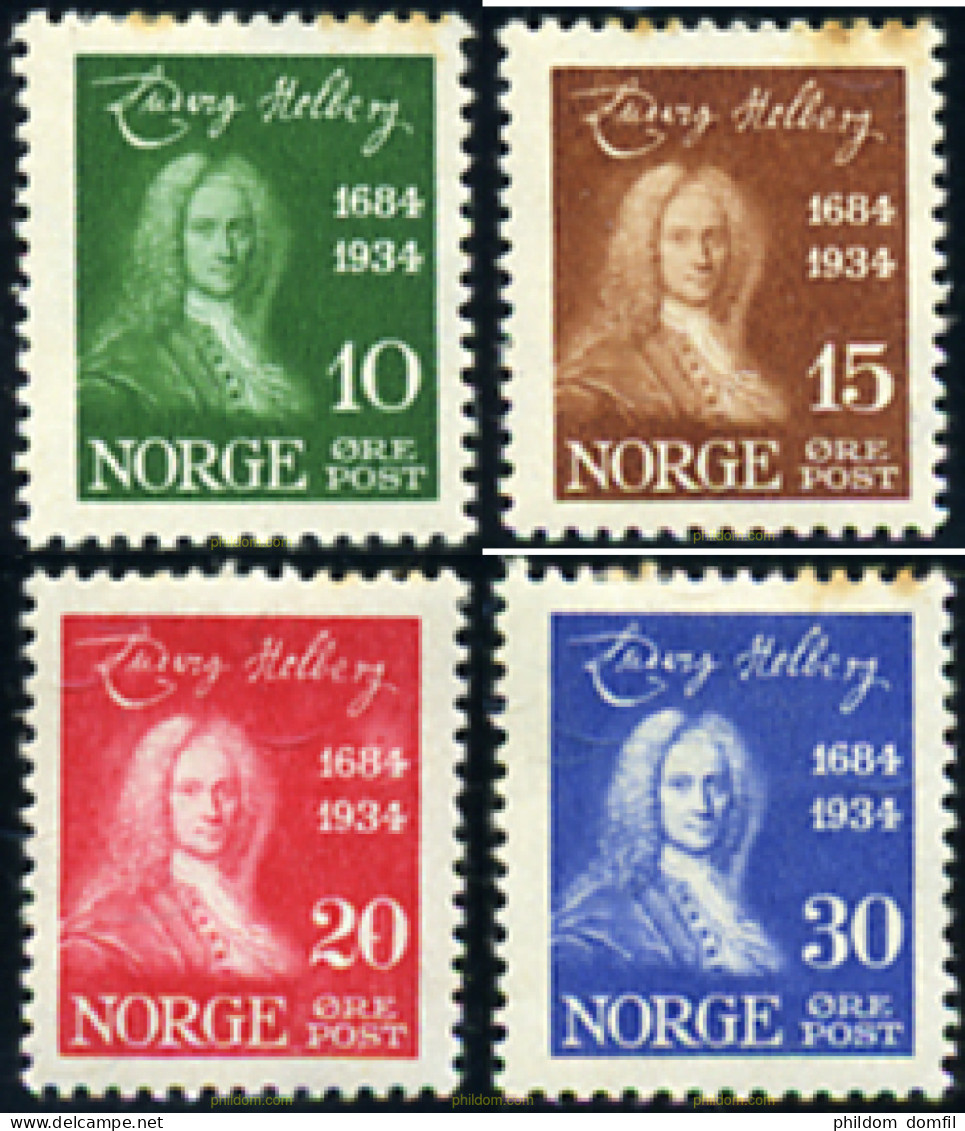 101852 HINGED NORUEGA 1934 250 ANIVERSARIO DEL NACIMIENTO DE LUDWING HOLBERG - Storia Postale