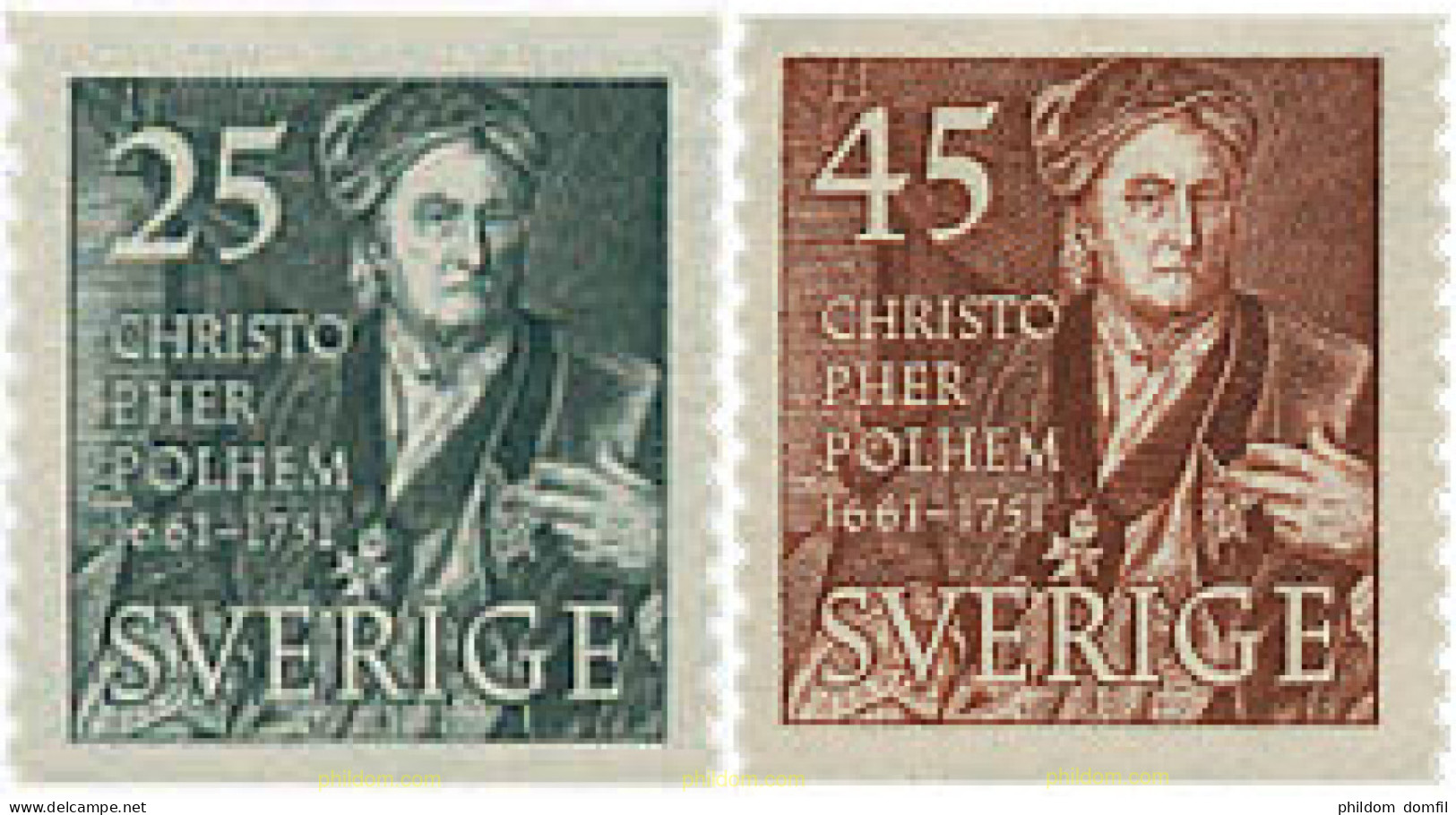 107262 MNH SUECIA 1951 BICENTENARIO DE LA MUERTE DE CHRISTOPHER POLHEM - Unused Stamps