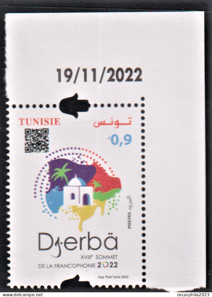 2022- Tunisie- 18ème Sommet De La Francophonie, Djerba 2022 1v Coin Daté.  MNH** - Autres & Non Classés