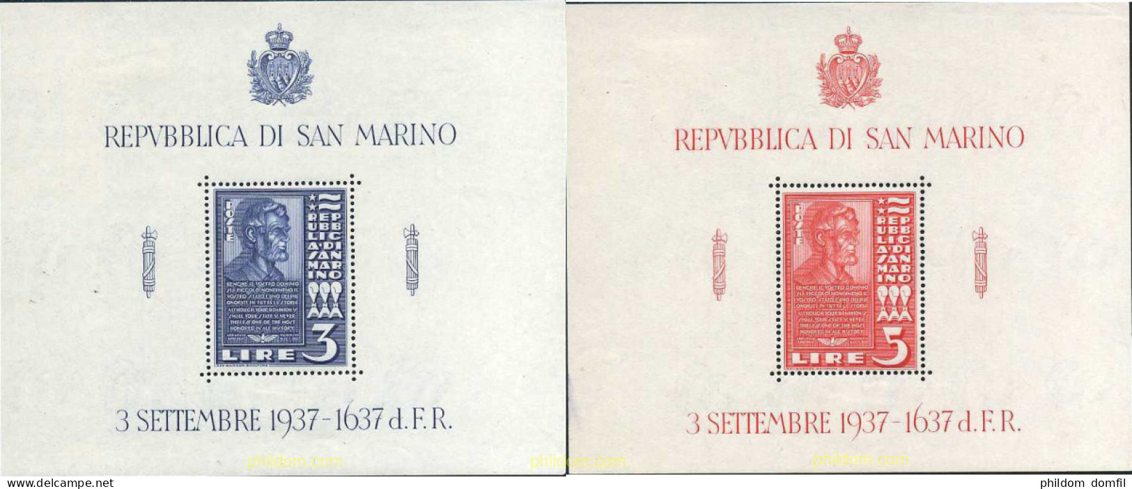 360007 HINGED SAN MARINO 1938 ABRAHAM LINCOLN - Oblitérés