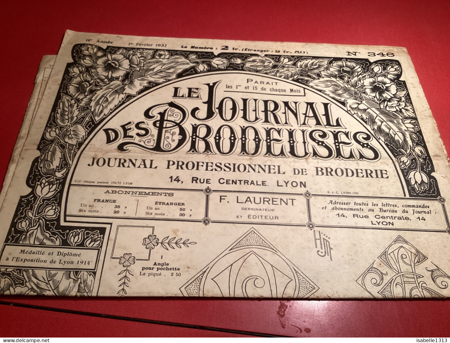 JOURNAL PROFESSIONNEL DE BRODERIE - LE JOURNAL DES BRODEUSES 1932 Numéro 346 - Other & Unclassified