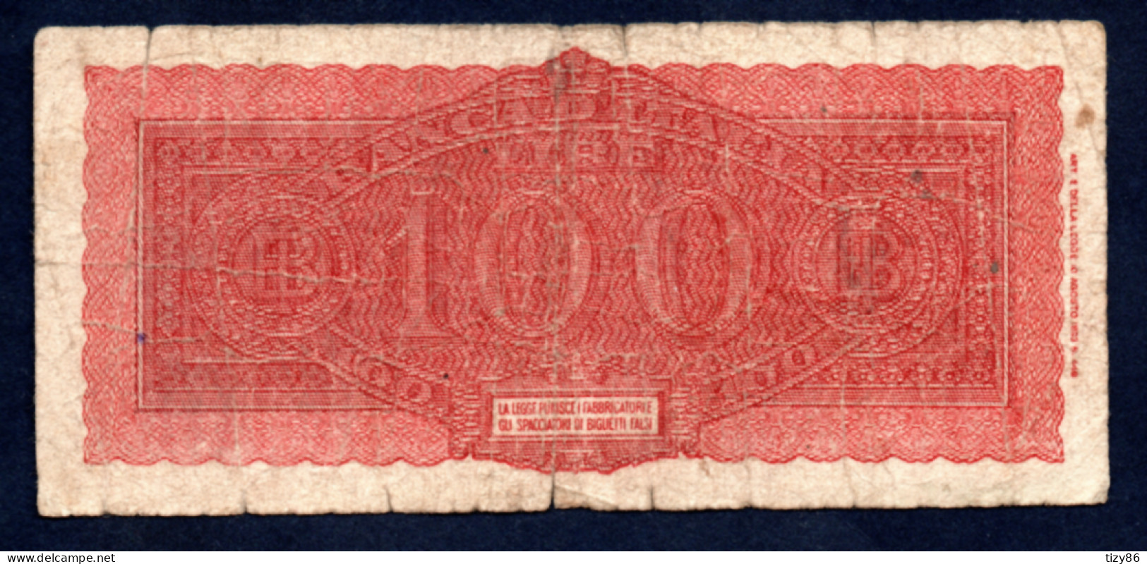 Banconota Italia - Luogotenenza - Lire 100 - 10/12/1944 (circolata) - 100 Liras