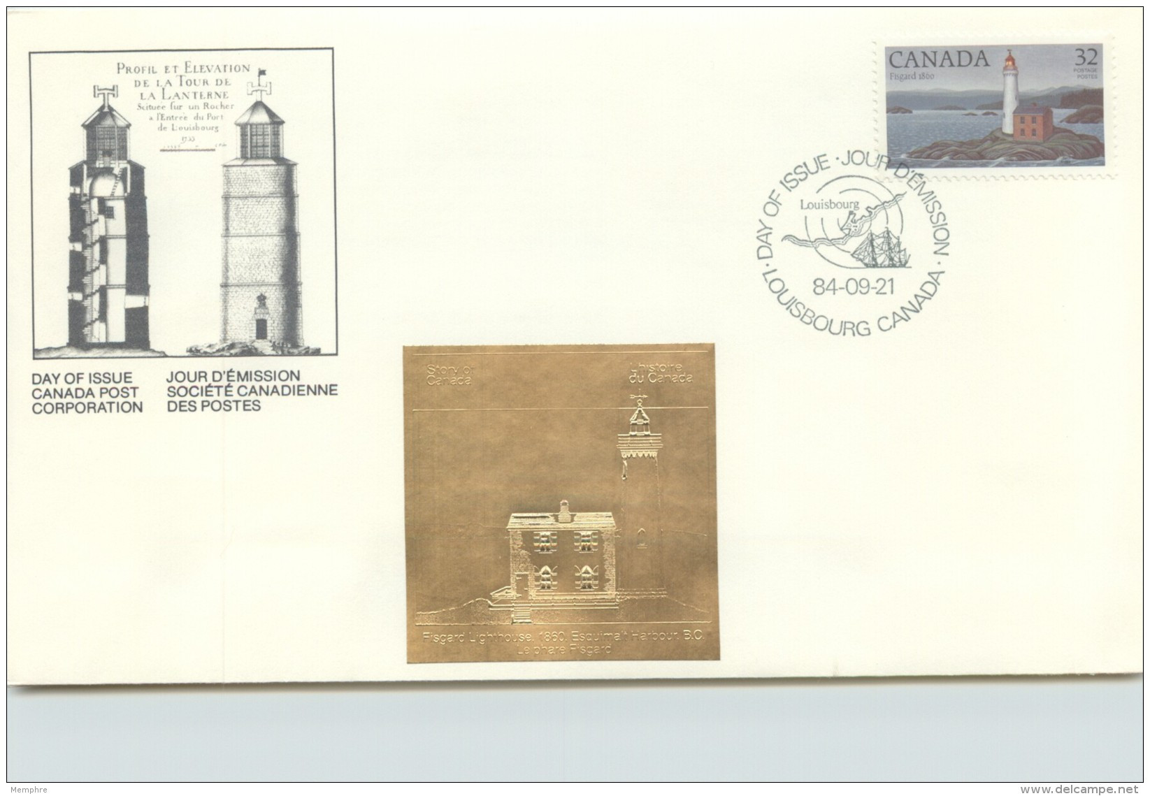 1984  Fisgard BC Lighthouse  Sc 1033 With Gold Foil Add-on - 1981-1990