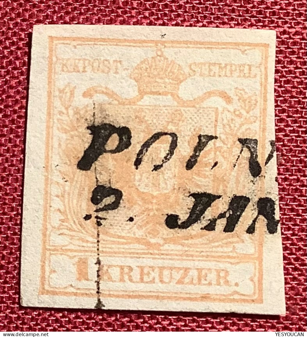 Österreich 1850 1Kr Ockergelb Ia HP Tadellos Gestempelt (Austria Autriche Nr.1 - Used Stamps
