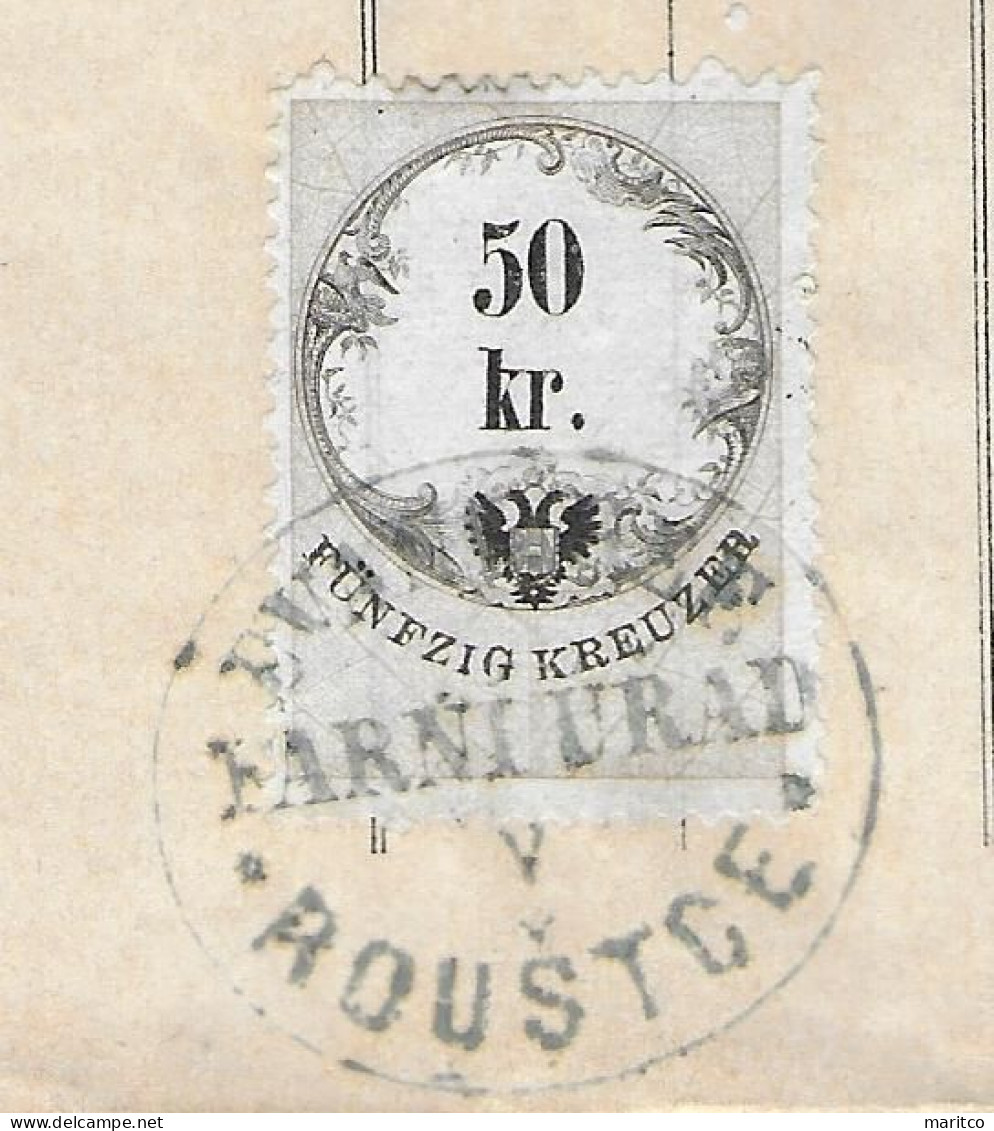 Österreich Austria  Taufschein 1878 Roustce Revenue Stamps Stempelmarken Fiscal - Revenue Stamps