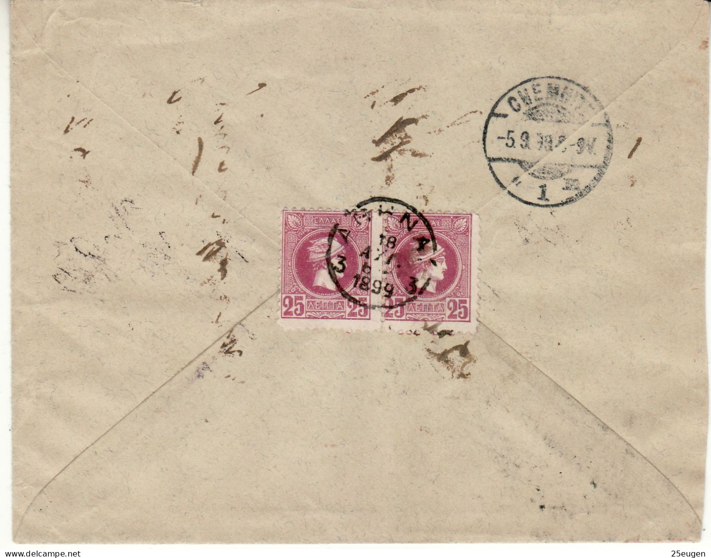 GREECE 1899 R - LETTER SENT FROM ATHENES TO CHEMNITZ - Covers & Documents