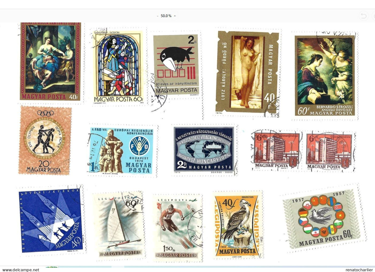 Collection de 100 timbres oblitérés.