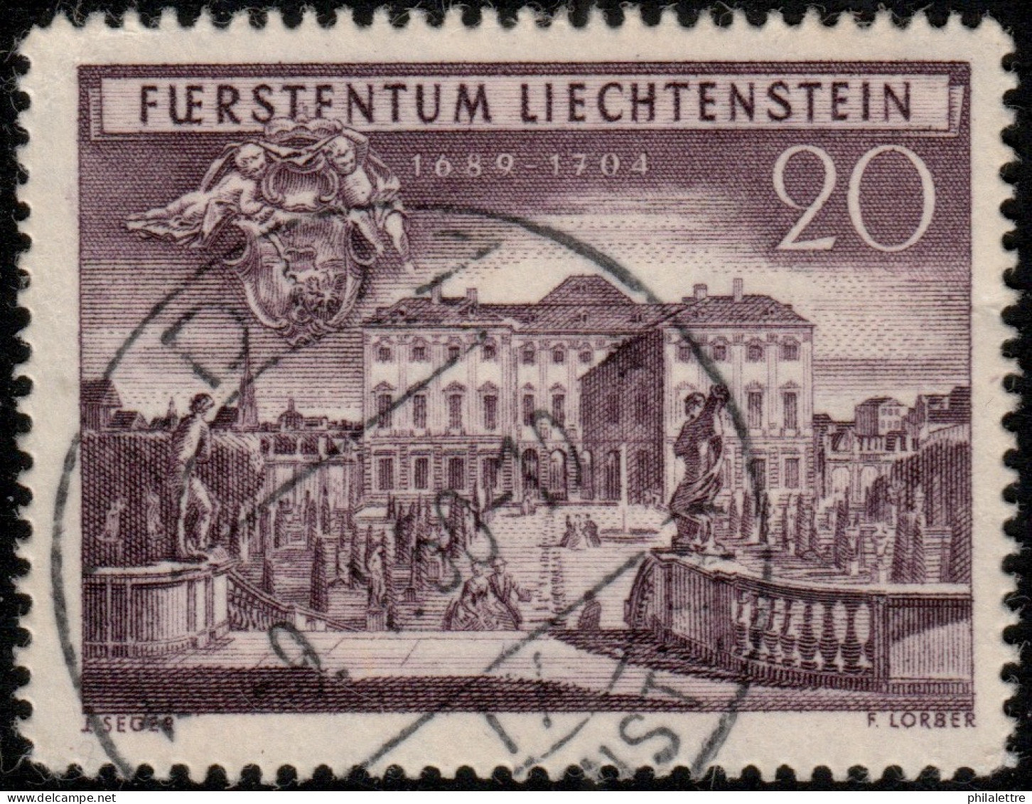 LIECHTENSTEIN - 1949 - Mi.281 - 20Rp Dark Brown Purple - VF Used - Gebraucht