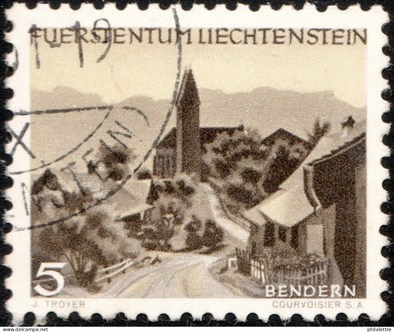 LIECHTENSTEIN - 1949 - Mi.284 - 5Rp Brown/yellow - VF Used (c) - Used Stamps