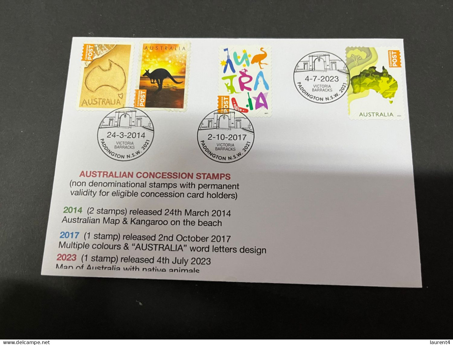 5-7-2023 (1 S 22) NEW Australia Post Concession Stamp (released 4th July 2023) With 2 X 2014 + 1 X 2017 Stamp - Covers & Documents