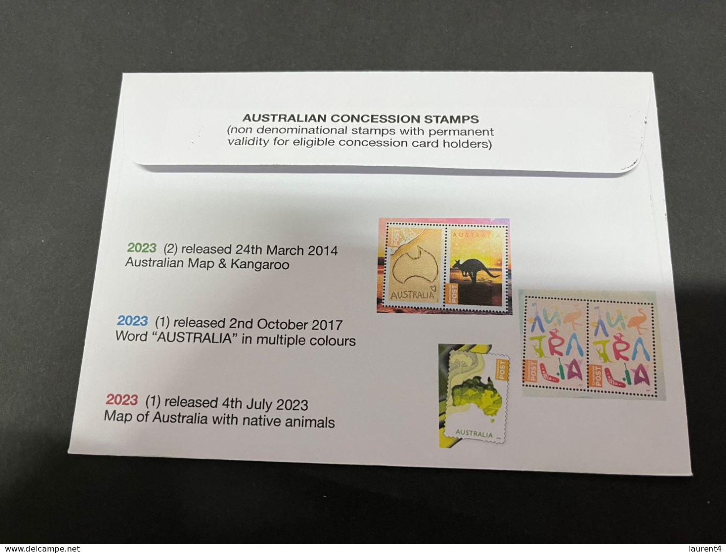 5-7-2023 (1 S 22) NEW Australia Post Concession Stamp (released 4th July 2023) With 2 X 2014 + 1 X 2017 Stamp - Covers & Documents