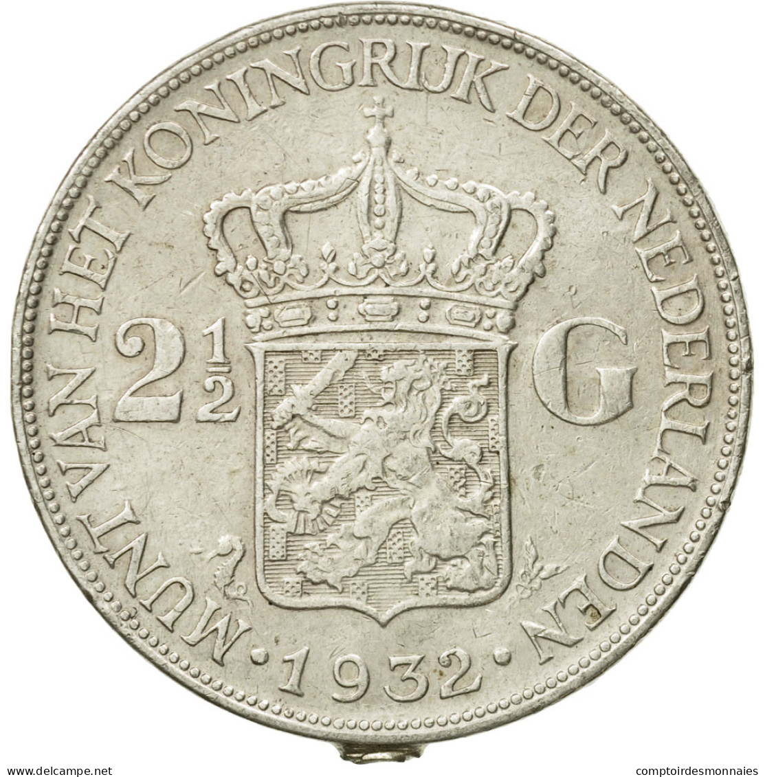 Monnaie, Pays-Bas, Wilhelmina I, 2-1/2 Gulden, 1932, TTB, Argent, KM:165 - 2 1/2 Florín Holandés (Gulden)