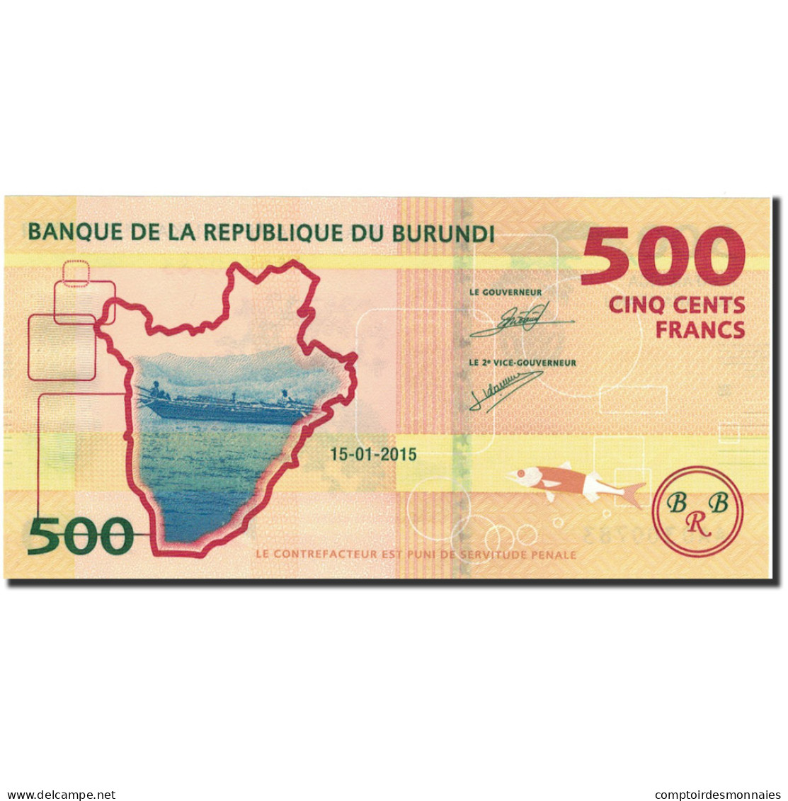 Billet, Burundi, 500 Francs, 2015, 2015.01.15, KM:New, NEUF - Burundi