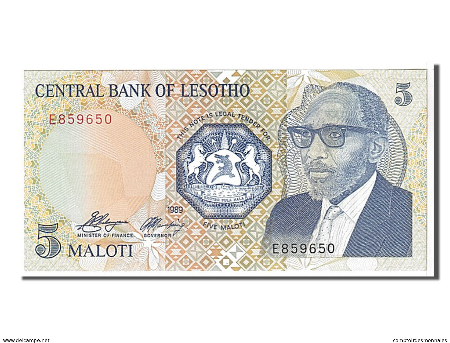 Billet, Lesotho, 5 Maloti, 1989, KM:10a, NEUF - Lesoto