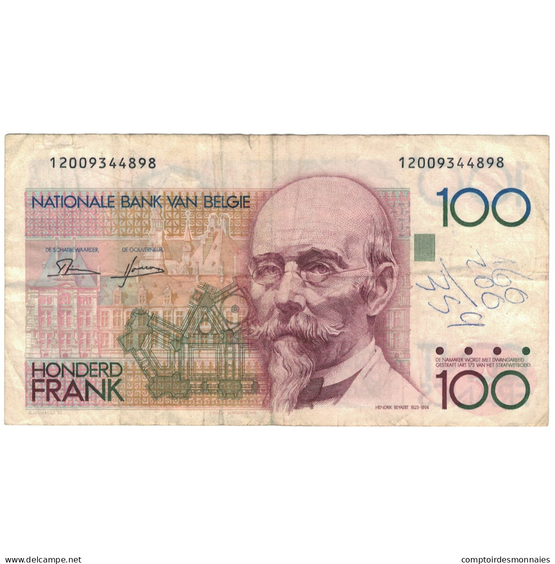 Billet, Belgique, 100 Francs, KM:140a, B - 100 Francs