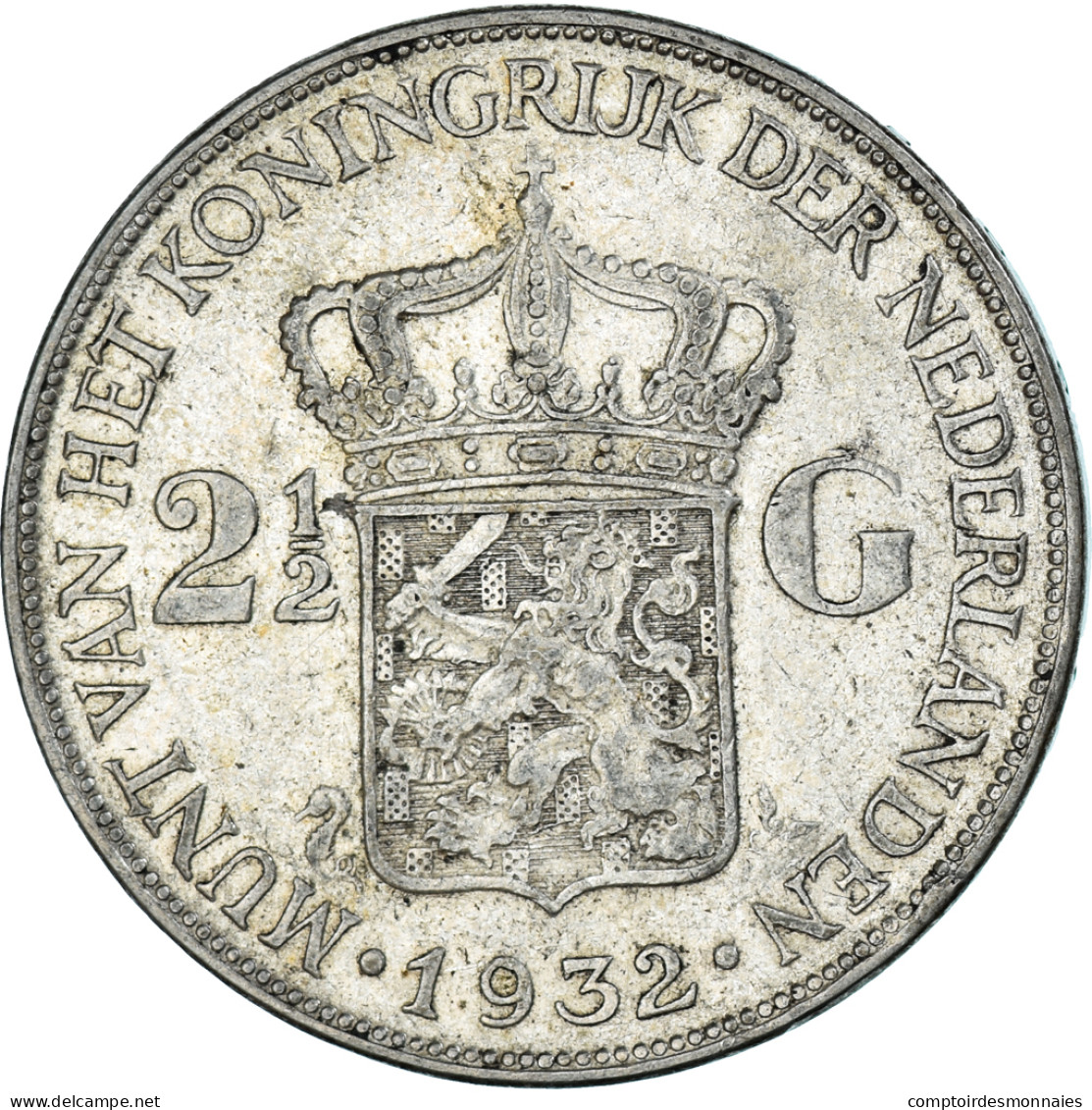 Monnaie, Pays-Bas, Wilhelmina I, 2-1/2 Gulden, 1932, TB+, Argent, KM:165 - 2 1/2 Florín Holandés (Gulden)