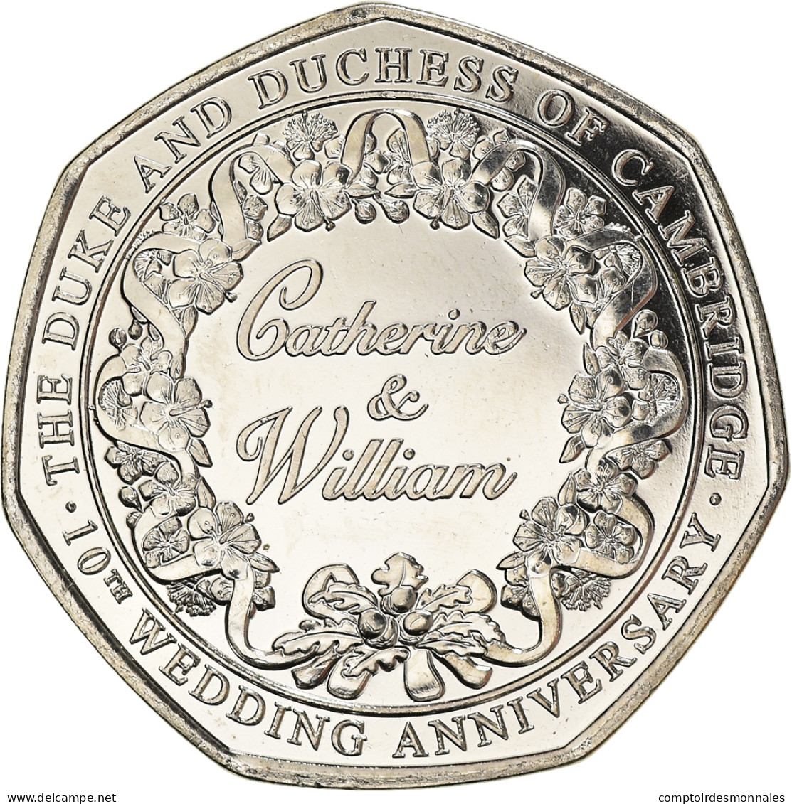 Monnaie, Gibraltar, Catherine & William, 10ème Anniversaire, 50 Pence, 2021 - Gibraltar