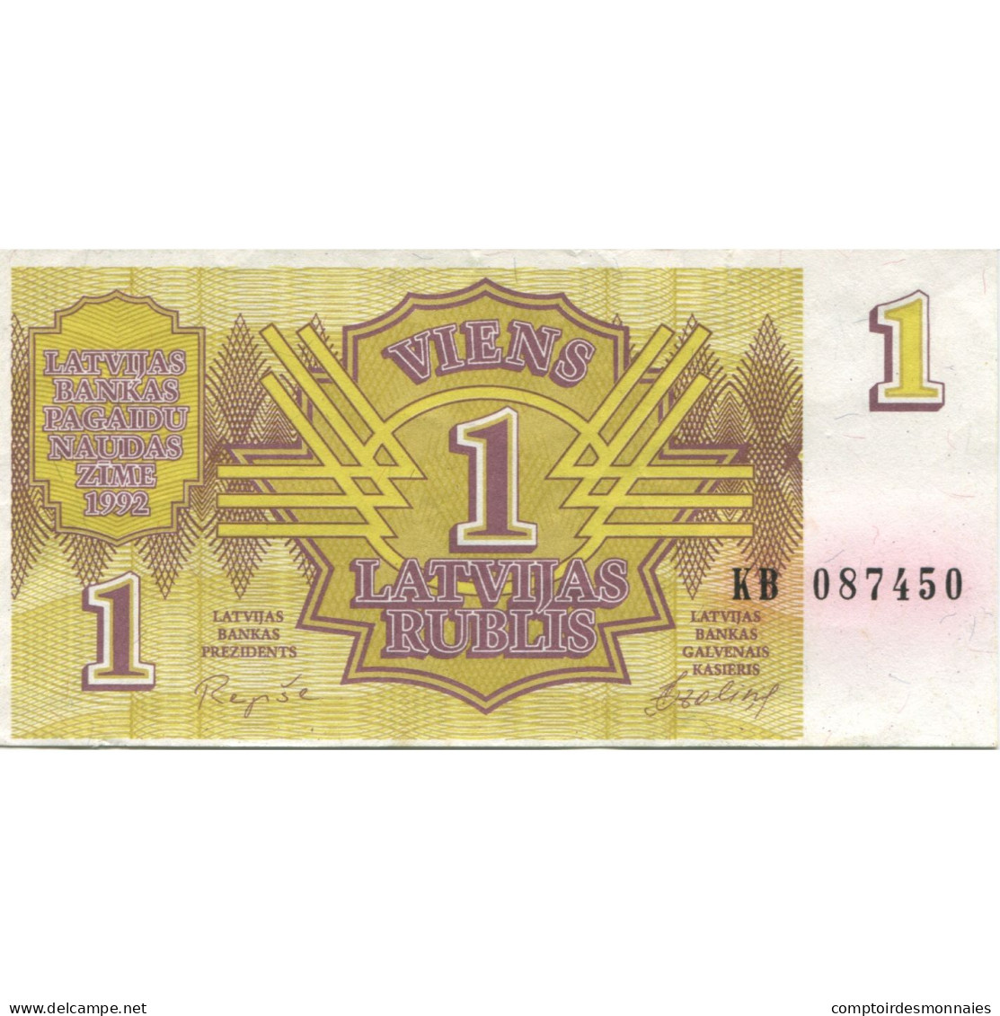 Billet, Latvia, 1 Rublis, 1992, 1992, KM:35, TTB - Lettonie