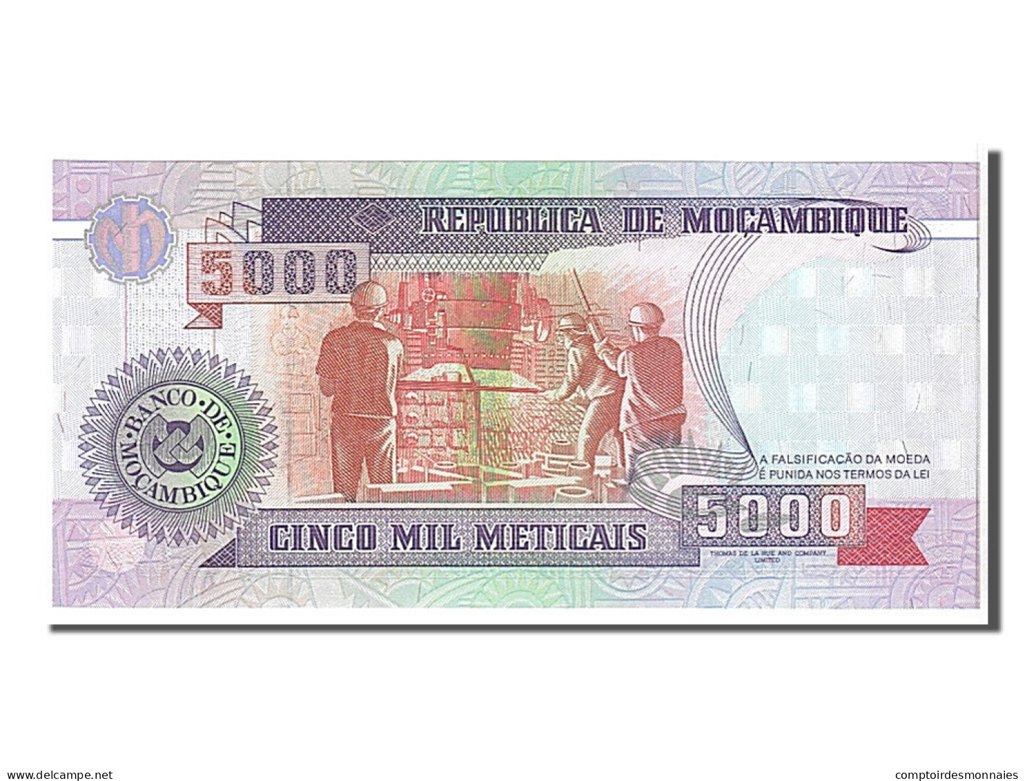 Billet, Mozambique, 5000 Meticais, 1991, KM:136, NEUF - Mozambique