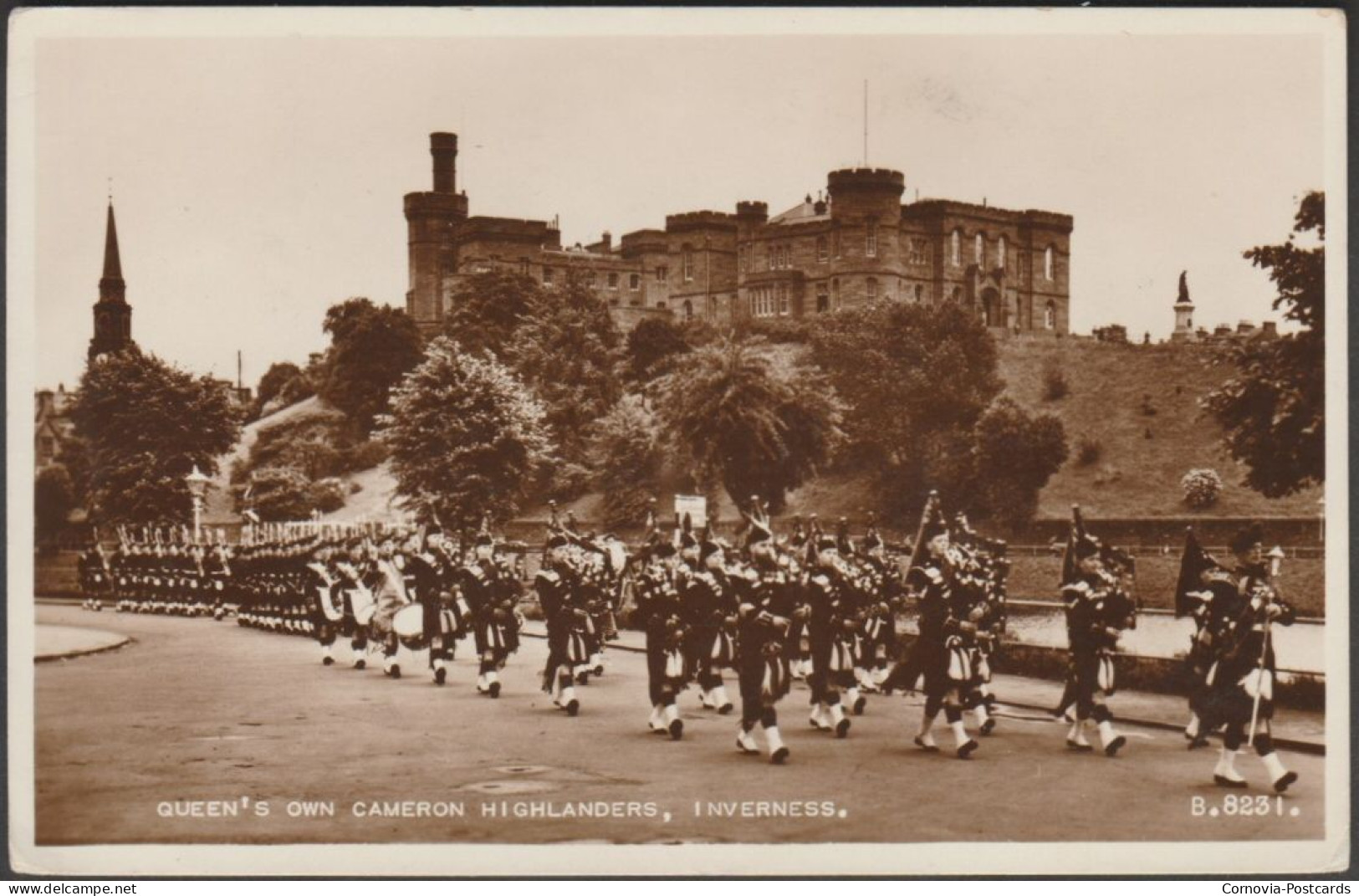 Queen's Own Cameron Highlanders, Inverness, 1955 - Valentine's RP Postcard - Inverness-shire