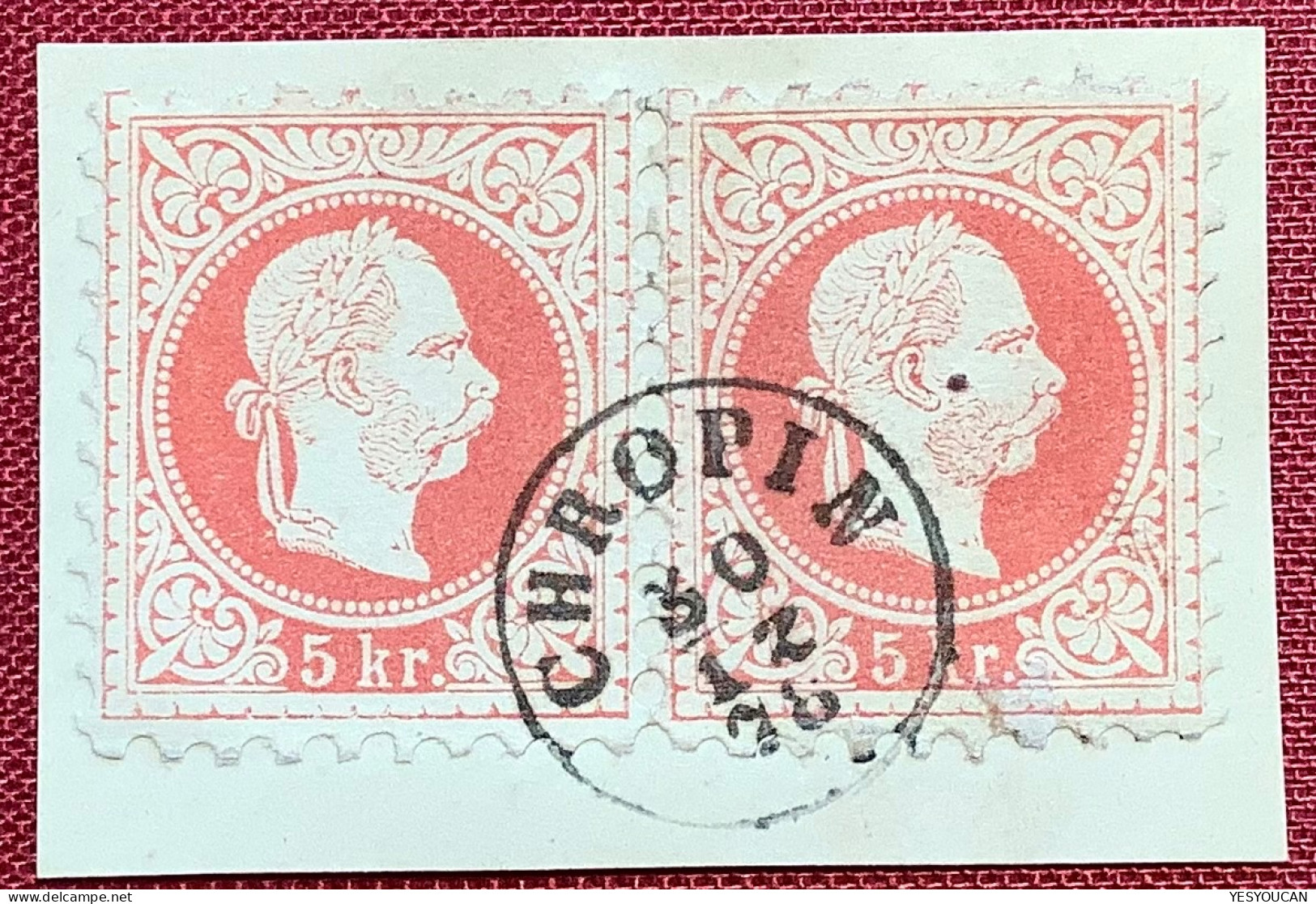 CHROPIN 1878 (Chropyně = Tschechien Mähren Kremsier)  Fingerhutstempel Österreich 1867 (Austria Czech Republic - Oblitérés