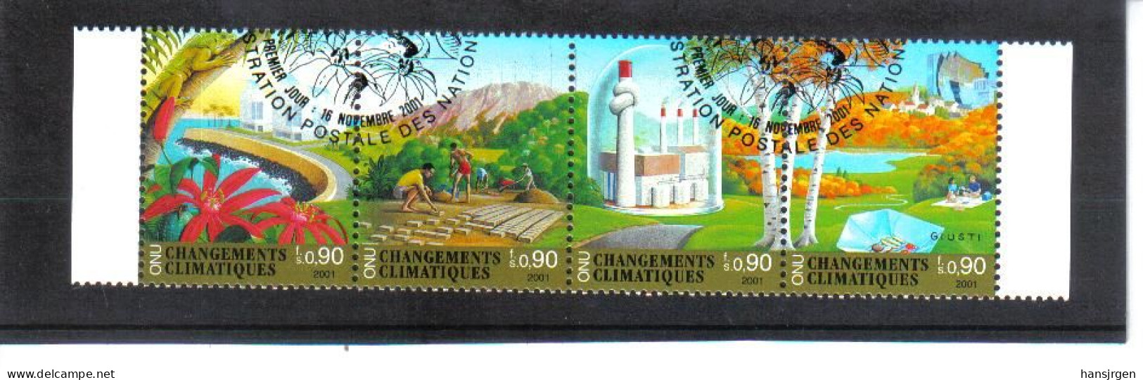 VNG624 UNO GENF 2001 MICHL  428/31  VIERERSTREIFEN Gestempelt SIEHE ABBILDUNG - Used Stamps
