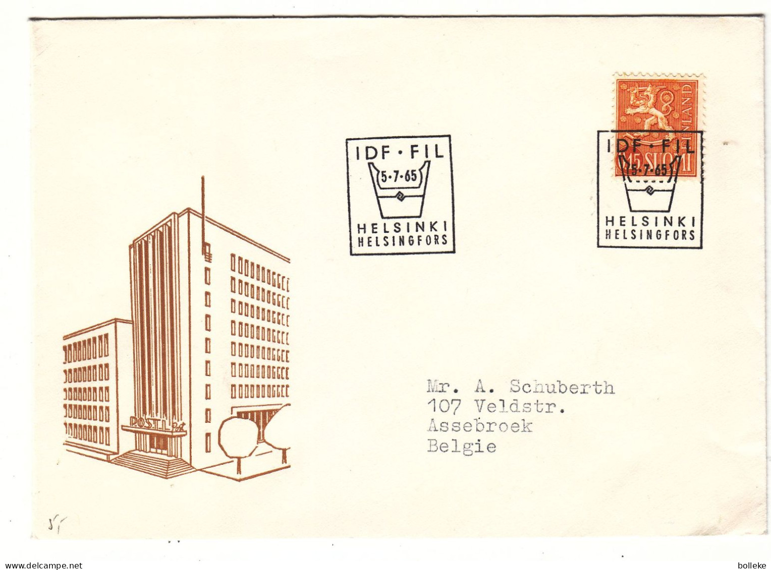 Finlande - Lettre De 1965 - Oblit Helsinki - Exp Vers Assebroek - - Briefe U. Dokumente