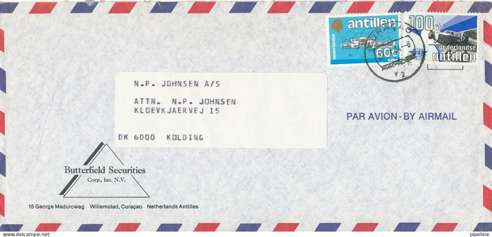Netherlands Antilles Air Mail Cover Sent To Denmark 27-10-1984 - Curaçao, Nederlandse Antillen, Aruba