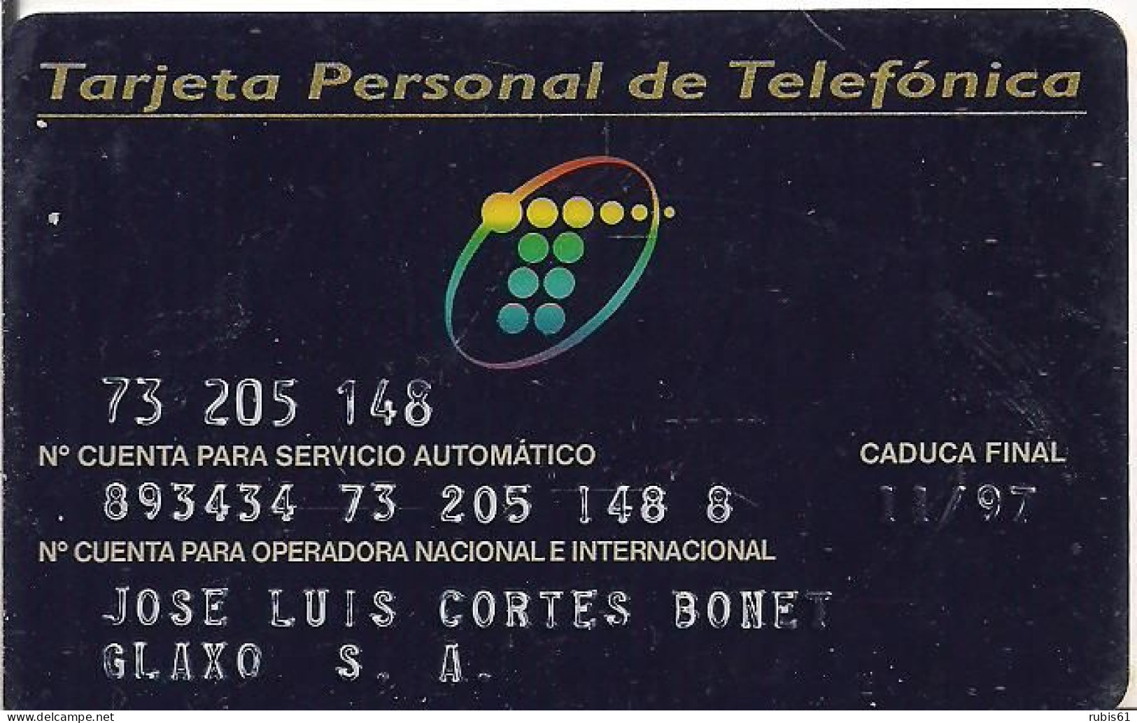 TARJETA PERSONAL DE TELEFONICA - [3] Errores & Variedades