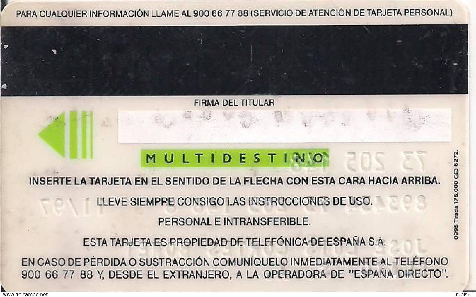 TARJETA PERSONAL DE TELEFONICA - Erreurs & Variétés