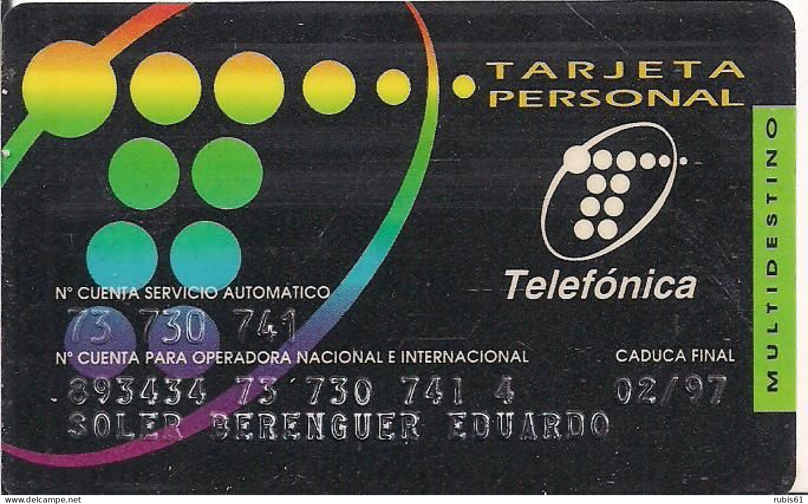 TARJETA PERSONAL DE TELEFONICA - Erreurs & Variétés