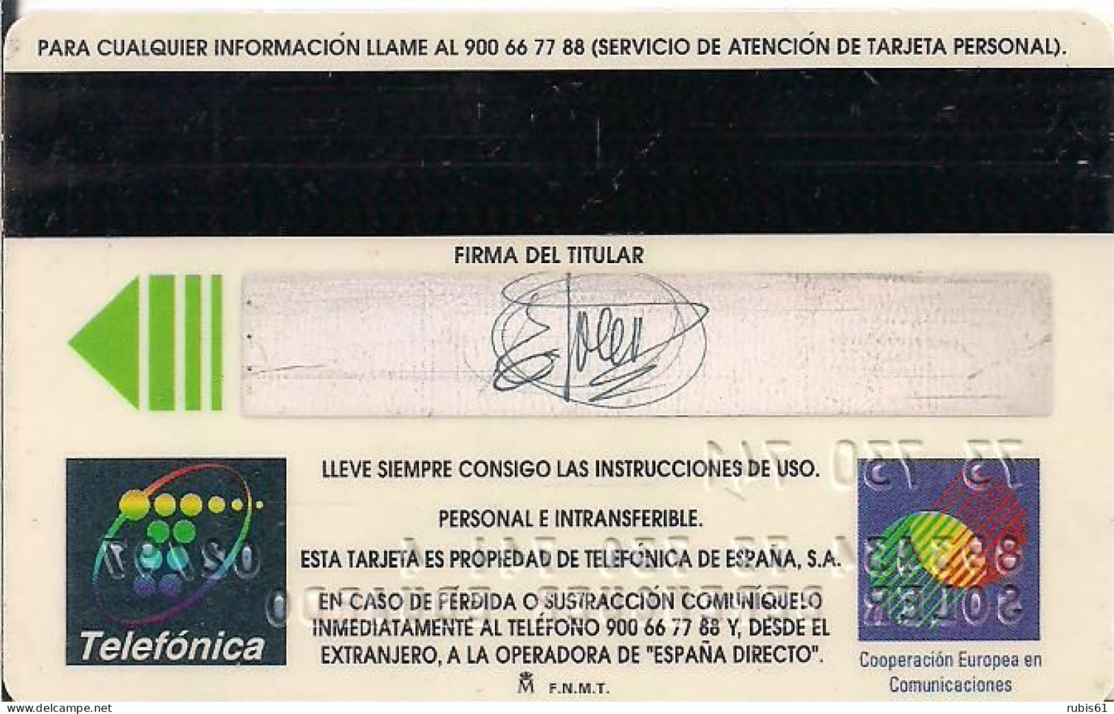 TARJETA PERSONAL DE TELEFONICA - Erreurs & Variétés