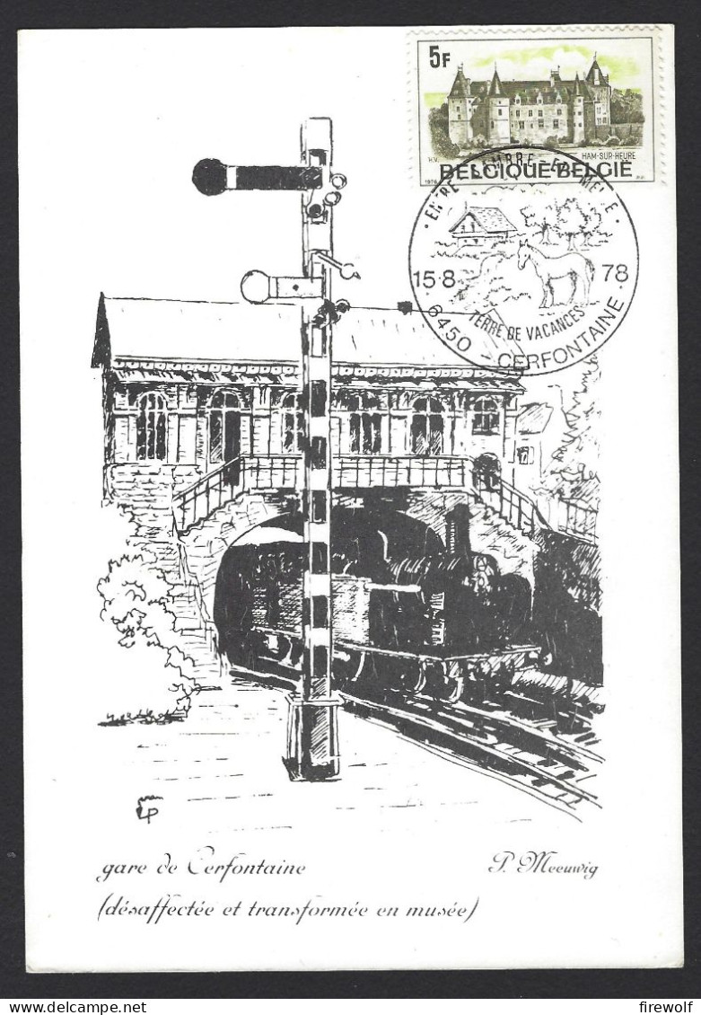 W06 - Cerfontaine - Gare - Commemorative Cancel 1978 - Railways Locomotive Station House Horse - Cerfontaine