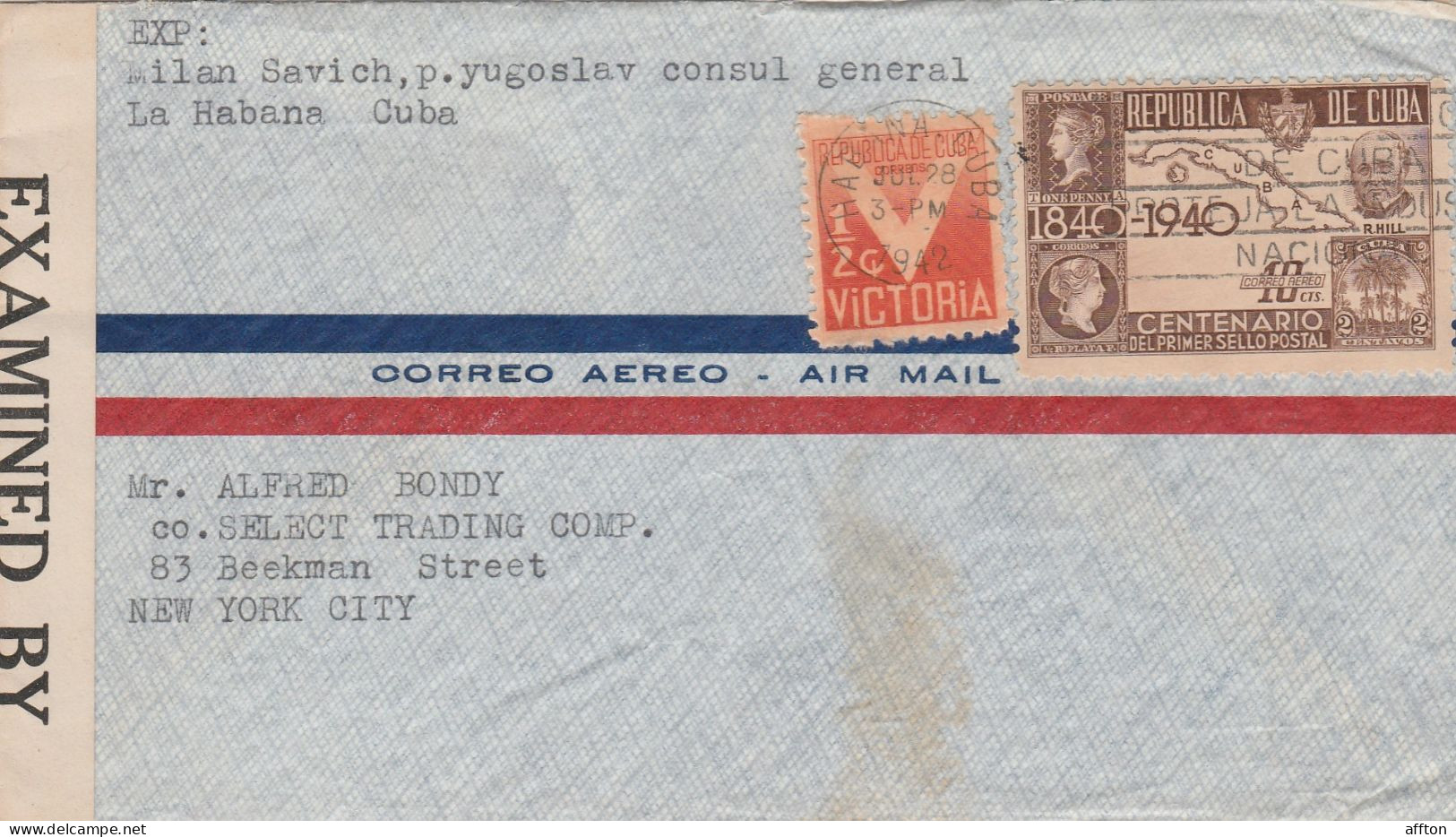 Cuba Old Censored Cover Mailed - Lettres & Documents