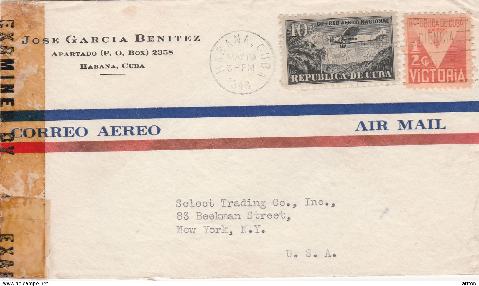 Cuba Old Censored Cover Mailed - Covers & Documents