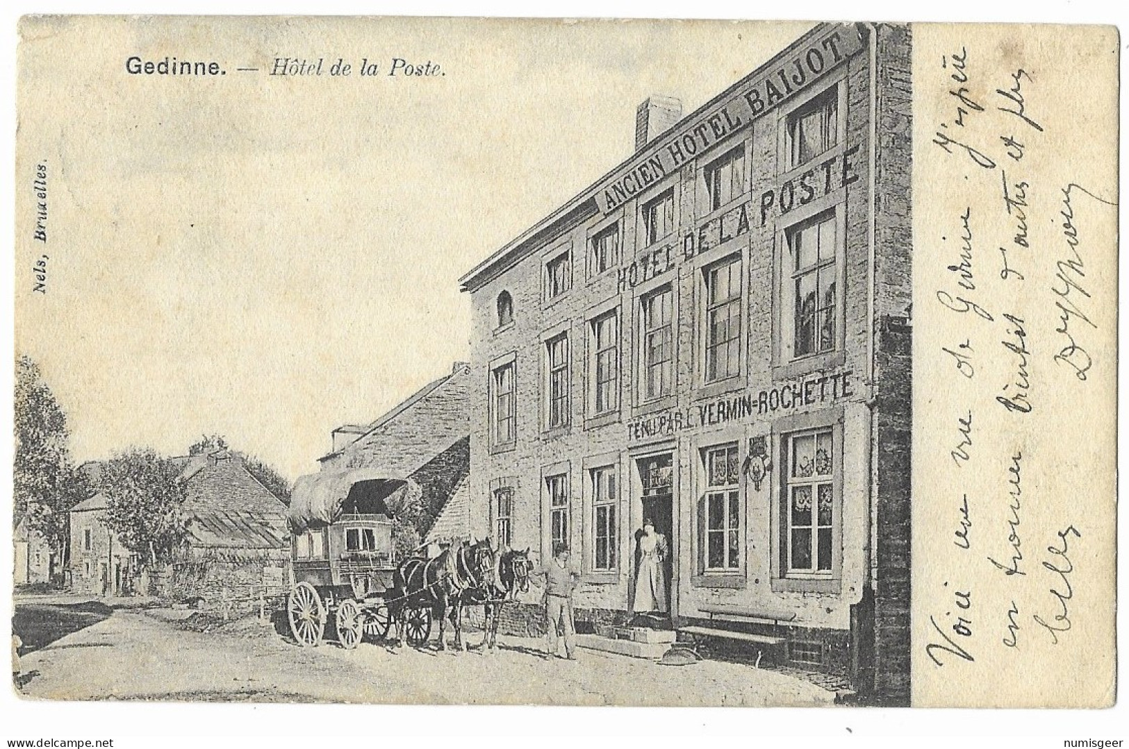 GEDINNE  --  Hôtel De La Poste  - Malle Poste à L'arrêt Devant L'hôtel ( RARE ) - Gedinne