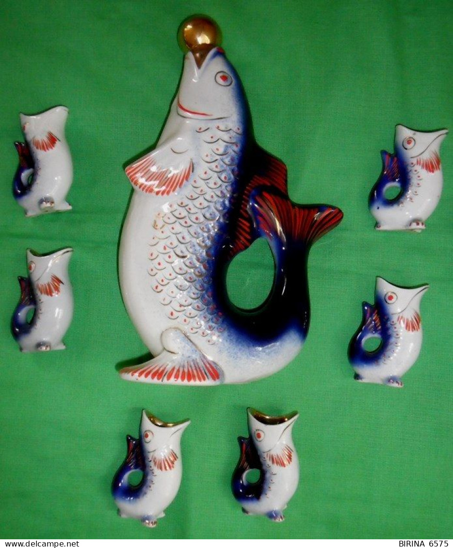 THE SERVICE. FISH. DAMASK. GLASSES. GORODNITSKY PORCELAIN FACTORY. USSR. 1957-1960 - 7-7-d - Other & Unclassified