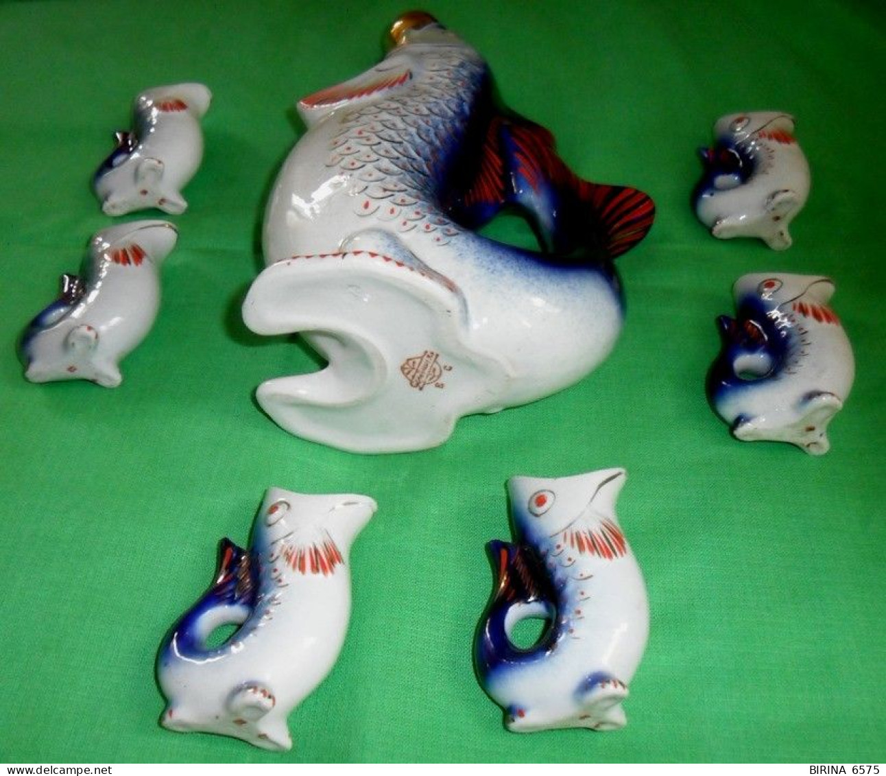 THE SERVICE. FISH. DAMASK. GLASSES. GORODNITSKY PORCELAIN FACTORY. USSR. 1957-1960 - 7-7-d - Other & Unclassified