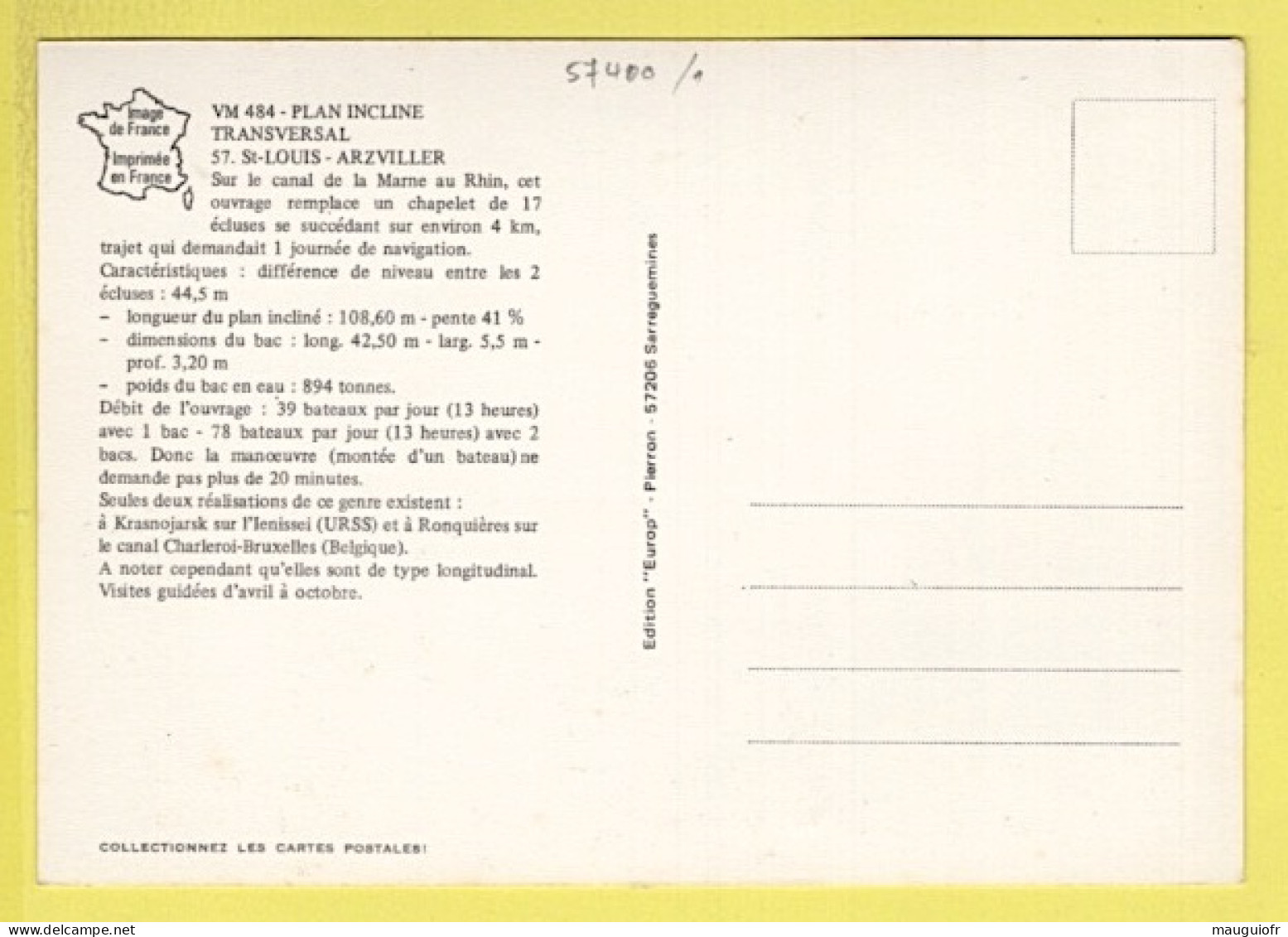 57 MOSELLE / SAINT-LOUIS - ARZWILLER / LE PLAN INCLINÉ TRANSVERSAL / DIFFERENTS ASPECTS DU LIEU / CARTE MULTIVUES - Arzviller