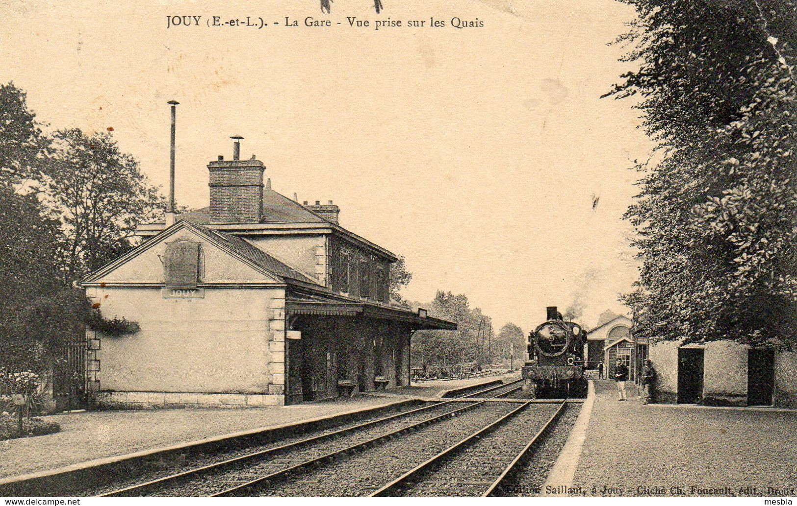 CPA -  JOUY  (28)  La Gare - Vue Prise Sur Les Quais ,  Train En Gare... - Jouy