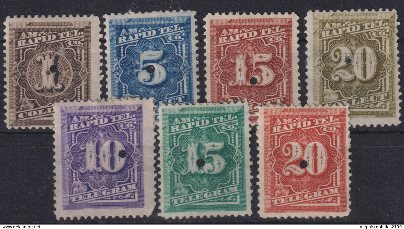 USA 1881 - Canceled - RAPID TELEGRAPH - 7 Stamps - Telegraphenmarken