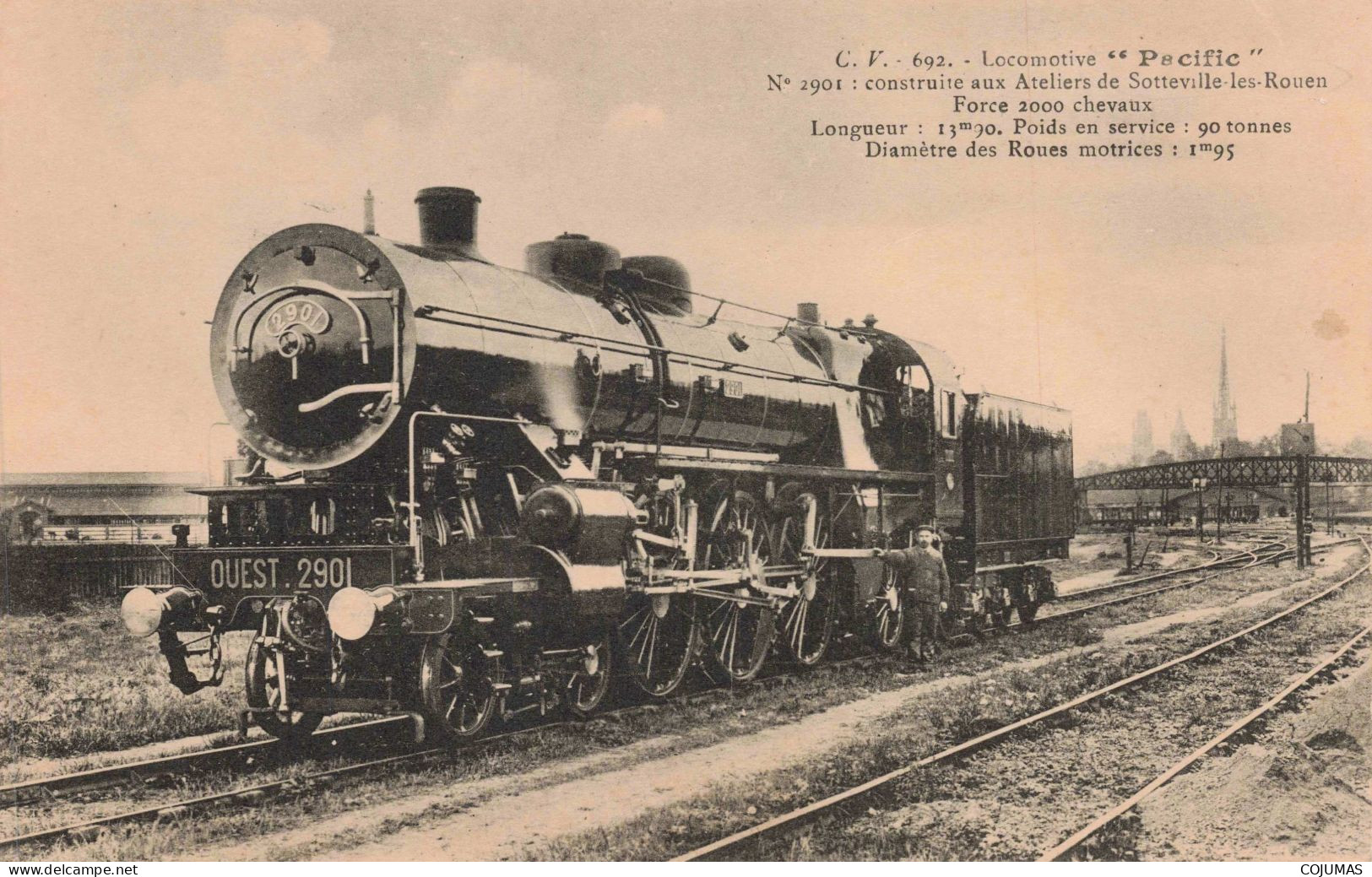 76 - SOTTEVILLE LES ROUEN - S20830 - Locomotive Pacific N°2901 Construite Aux Ateliers - Train - Sotteville Les Rouen